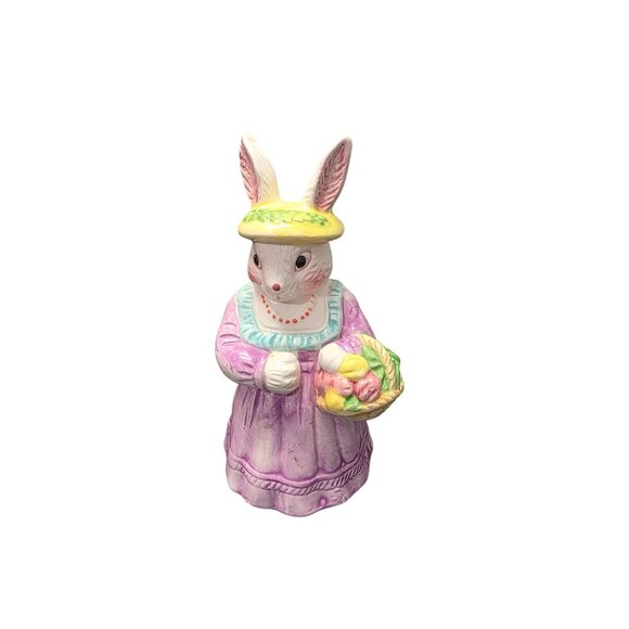 Vintage Ceramic Bunny Figurine 6" Pastel Spring Décor - Picture 7 of 9